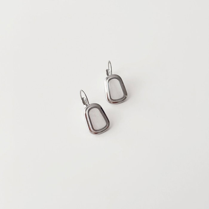 Heliophilia Silver Pendientes de Acero Inoxidable Color Plata y Blanco Tamaño 3 cm